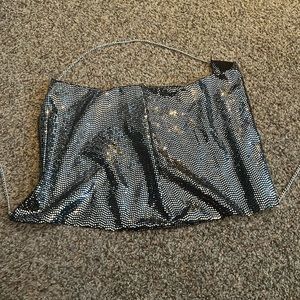 SHEIN open back chain sequin halter top